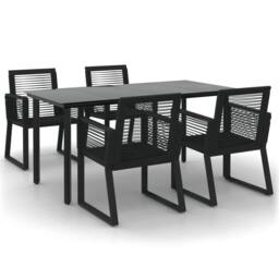 Berkfield Home 5 Piece Garden Dining Set Black PVC Rattan
