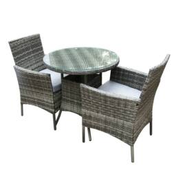 RayGar Virginia 2 Seater Rattan Bistro Set Outdoor Weather Proof Polyrattan in Grey - thumbnail 7