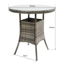 RayGar Virginia 2 Seater Rattan Bistro Set Outdoor Weather Proof Polyrattan in Grey - thumbnail 5