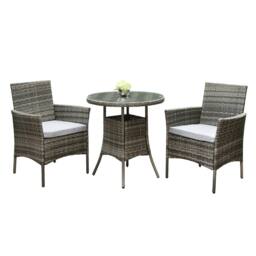 RayGar Virginia 2 Seater Rattan Bistro Set Outdoor Weather Proof Polyrattan in Grey - thumbnail 6