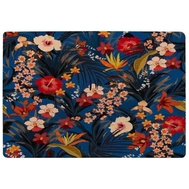 Benjamin Tate Design Bright Red & Orange Tropical Flowers & Plants Rug in Natural - Size: Large - image 1