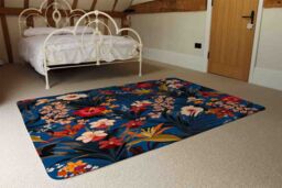 Benjamin Tate Design Bright Red & Orange Tropical Flowers & Plants Rug in Natural - Size: Large - thumbnail 3
