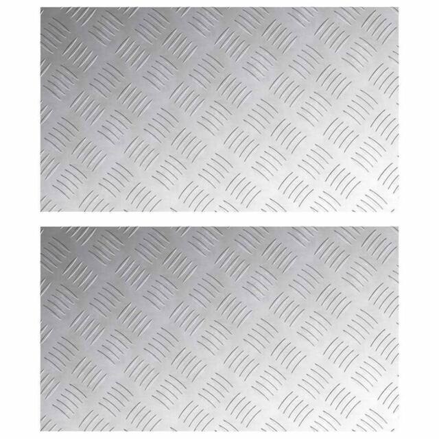 Berkfield Home Aluminum Checker Plates 2 Pack Anti-Slip 70x40 cm in Silver - Size: Medium - image 1