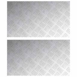 Berkfield Home Aluminum Checker Plates 2 Pack Anti-Slip 70x40 cm in Silver - Size: Medium - thumbnail 1
