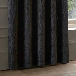Paoletti Manhattan Velvet Eyelet Curtain Pair in Charcoal - Size: 168 cm width x 183 cm drop - thumbnail 4