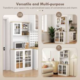 Wyld Haus Somire White & Oak Kitchen Storage Cabinet Glass Doors - thumbnail 8