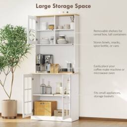 Wyld Haus Somire White & Oak Kitchen Storage Cabinet Glass Doors - thumbnail 5
