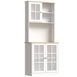 Wyld Haus Somire White & Oak Kitchen Storage Cabinet Glass Doors - thumbnail 2