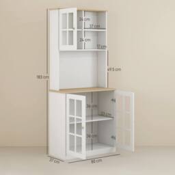 Wyld Haus Somire White & Oak Kitchen Storage Cabinet Glass Doors - thumbnail 4