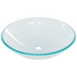 Berkfield Home Bathroom Sink with Tap & Push Drain Clear Tempered Glass in Black - thumbnail 5