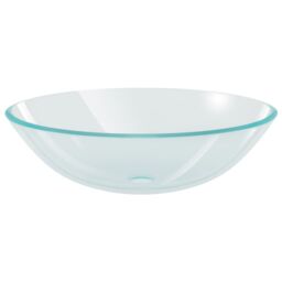 Berkfield Home Bathroom Sink with Tap & Push Drain Clear Tempered Glass in Black - thumbnail 6