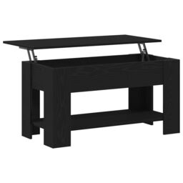 Berkfield Home Black Oak Coffee Table - 101x49x52 cm Made from Engineered Wood - Size: 101 x 49 x 52 cm - thumbnail 5
