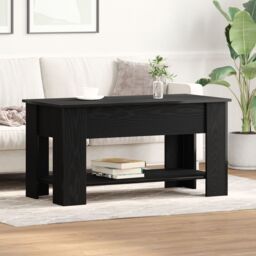 Berkfield Home Black Oak Coffee Table - 101x49x52 cm Made from Engineered Wood - Size: 101 x 49 x 52 cm - thumbnail 4