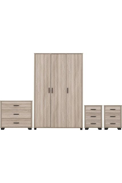 Seconique Oliver 3 Door Wardrobe Bedroom Set in Light Oak - image 1