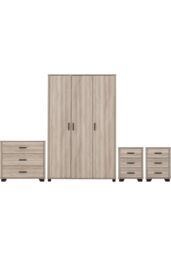 Seconique Oliver 3 Door Wardrobe Bedroom Set in Light Oak - thumbnail 1