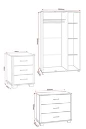 Seconique Oliver 3 Door Wardrobe Bedroom Set in Light Oak - thumbnail 6