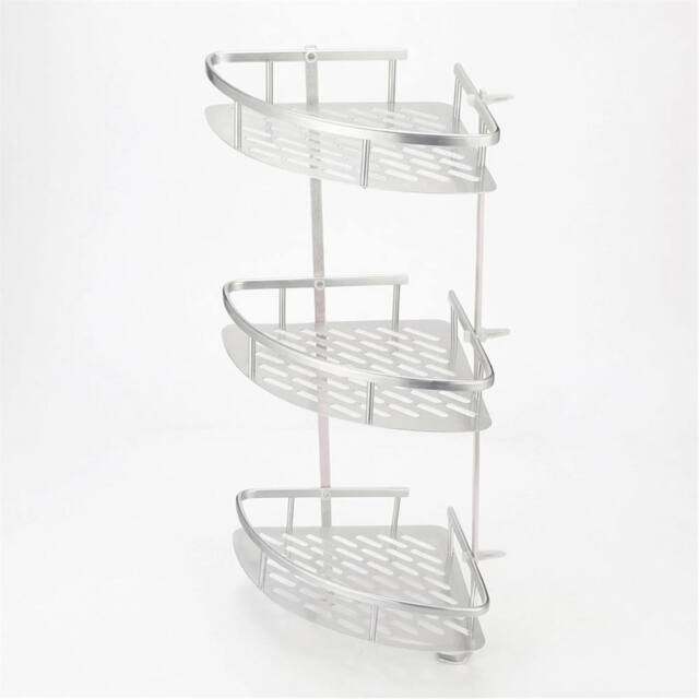 Nordara 3 Tier Corner Shower Caddy Bathroom Organiser in Silver - image 1