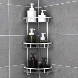 Nordara 3 Tier Corner Shower Caddy Bathroom Organiser in Silver - thumbnail 5