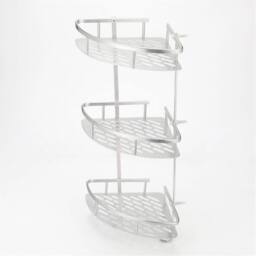 Nordara 3 Tier Corner Shower Caddy Bathroom Organiser in Silver - thumbnail 1