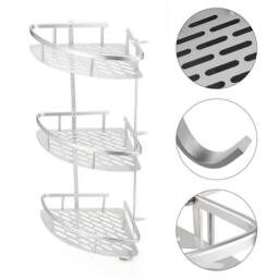 Nordara 3 Tier Corner Shower Caddy Bathroom Organiser in Silver - thumbnail 4