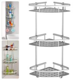 Nordara 3 Tier Corner Shower Caddy Bathroom Organiser in Silver - thumbnail 3