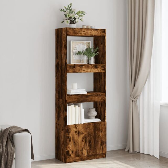 Berkfield Home Highboard¬†Smoked Oak 63x33x180 cm Engineered Wood in Brown - Size: 63 x 33 x 180 cm - image 1