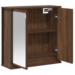 Berkfield Home Decorative Bathroom Wall Cabinet with Mirror Brown Oak 60x21x60 cm - Size: 60 x 21 x 60 cm - thumbnail 4