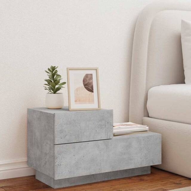 Berkfield Home Decorative Bedside Cabinet with LED Lights Concrete Grey 70x36x40.5 cm - image 1