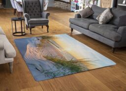 Benjamin Tate Design Sunset At The Baltic Sea Beach Designer Rug in Natural - Size: Large - thumbnail 2