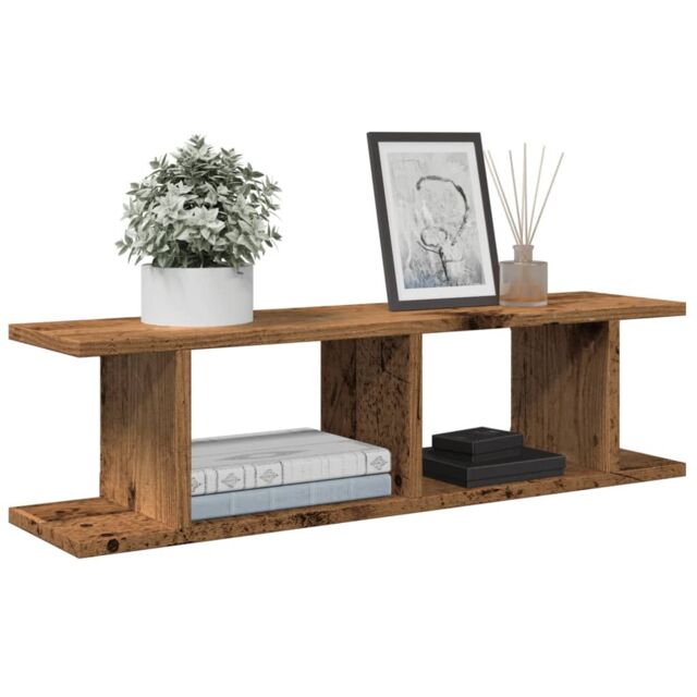 Berkfield Home Wall Shelves 2 pcs Old Wood 75x18x20 cm Engineered Wood in Brown - Size: 75 x 18 x 20 cm - image 1