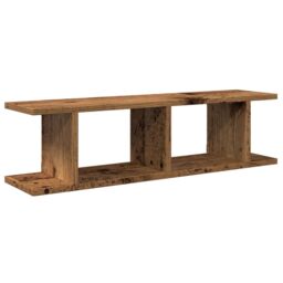 Berkfield Home Wall Shelves 2 pcs Old Wood 75x18x20 cm Engineered Wood in Brown - Size: 75 x 18 x 20 cm - thumbnail 4