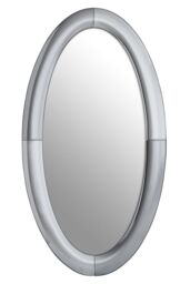 Orsina Art Deco Style Oval Wall Mirror, Silver Framed Statement Mirror For Hallway Or Living Room, Thick Frame - thumbnail 1