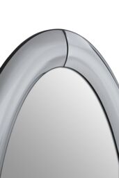 Orsina Art Deco Style Oval Wall Mirror, Silver Framed Statement Mirror For Hallway Or Living Room, Thick Frame - thumbnail 5