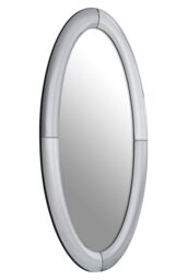 Orsina Art Deco Style Oval Wall Mirror, Silver Framed Statement Mirror For Hallway Or Living Room, Thick Frame - thumbnail 3