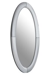 Orsina Art Deco Style Oval Wall Mirror, Silver Framed Statement Mirror For Hallway Or Living Room, Thick Frame - thumbnail 2