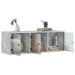 Berkfield Home Wall Cabinet with Glass Doors Concrete Grey 102x37x35 cm - Size: 102 x 37 x 35 cm - thumbnail 5