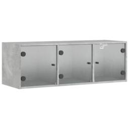 Berkfield Home Wall Cabinet with Glass Doors Concrete Grey 102x37x35 cm - Size: 102 x 37 x 35 cm - thumbnail 1