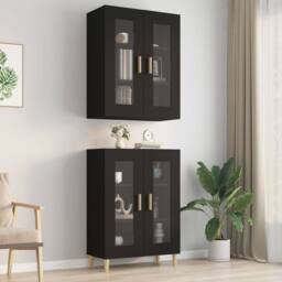 Berkfield Home Hanging Wall Cabinet Black 69.5x34x90 cm - thumbnail 2