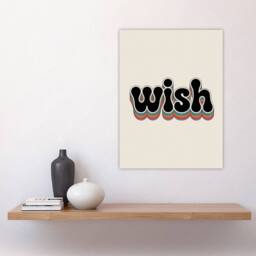 "Artery8 Wish Colourful Retro Rainbow Font Typography Wall Art Print in Beige - Size: W12"" x H16""" - thumbnail 4