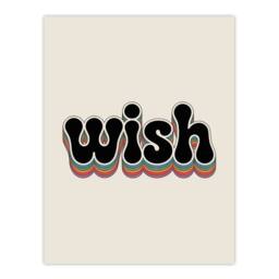 "Artery8 Wish Colourful Retro Rainbow Font Typography Wall Art Print in Beige - Size: W12"" x H16""" - thumbnail 1