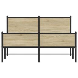 Berkfield Home Metal Bed Frame without Mattress Sonoma Oak 140x190 cm in Brown - thumbnail 5