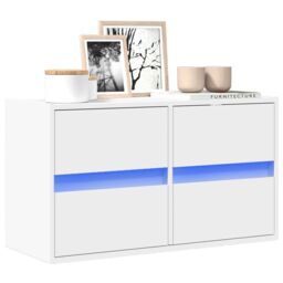 Berkfield Home TV Wall Cabinet with LED Lights White 80x31x45 cm - Size: 80 x 31 x 45 cm - thumbnail 1