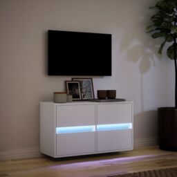 Berkfield Home TV Wall Cabinet with LED Lights White 80x31x45 cm - Size: 80 x 31 x 45 cm - thumbnail 5