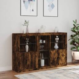 Berkfield Home Sideboard with LED Lights Smoked Oak 162x37x100 cm in Brown - Size: 162 x 37 x 100 cm - thumbnail 4