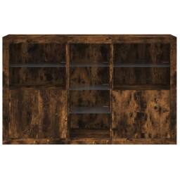 Berkfield Home Sideboard with LED Lights Smoked Oak 162x37x100 cm in Brown - Size: 162 x 37 x 100 cm - thumbnail 6