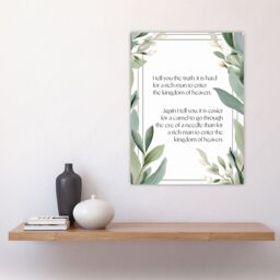 "Artery8 Wall Art Print Matthew 19:24 Jesus Christ Christian Bible God Quote Green Poster - Size: W18"" x H24""" - thumbnail 4