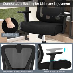 Gymax Mesh Ergonomic Office Chair Swivel Adjustable Task Chair Rocking Back in Black - thumbnail 6