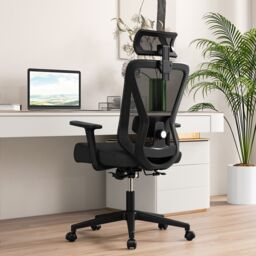 Gymax Mesh Ergonomic Office Chair Swivel Adjustable Task Chair Rocking Back in Black - thumbnail 8