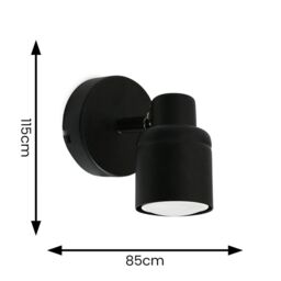ValueLights Benton Single Adjustable Plug In Spotlight Wall Light in Black - thumbnail 7
