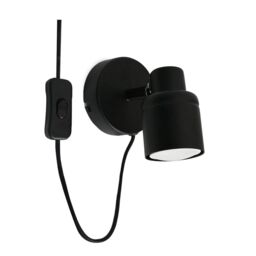 ValueLights Benton Single Adjustable Plug In Spotlight Wall Light in Black - thumbnail 3